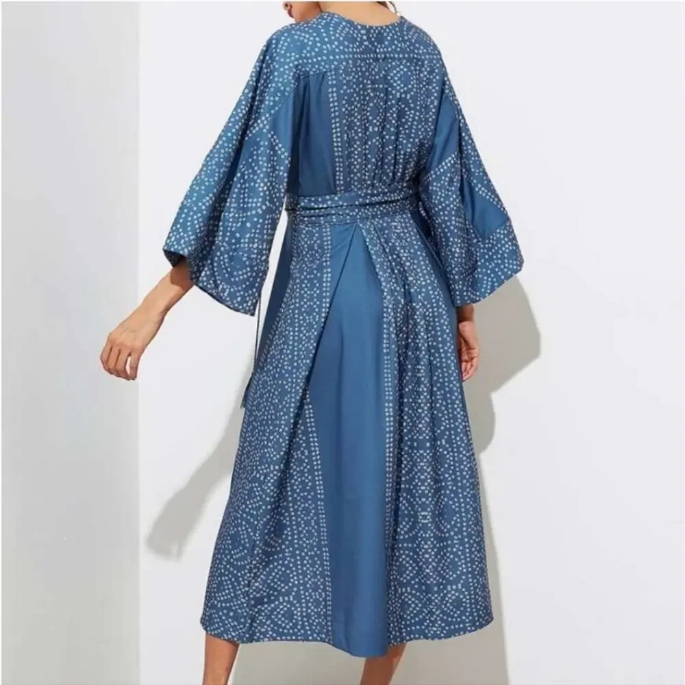 Free People Blue Boho Wide Sleeve Midi Dress - Picture 2 of 12